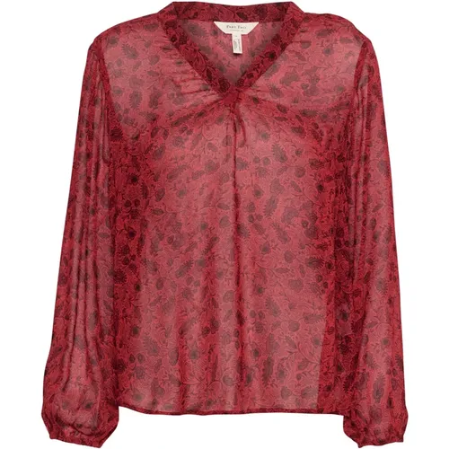 Feminine Bluse mit Leaf Print , Damen, Größe: 2XS - Part Two - Modalova