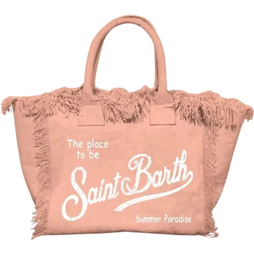 Peach Cotton Canvas Tote Bag , female, Sizes: ONE SIZE - MC2 Saint Barth - Modalova