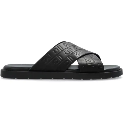 Sliders, male, , Size: 10 US Leather slides Brise - Salvatore Ferragamo - Modalova