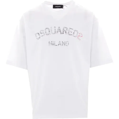 T-Shirts, male, , Size: S Jersey Cotton Logo Print T-shirt - Dsquared2 - Modalova