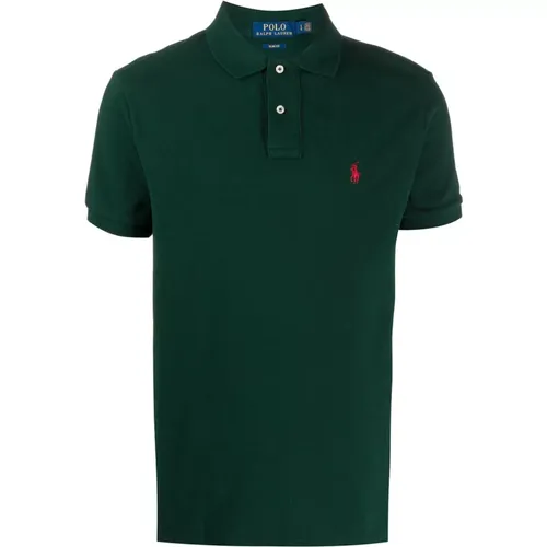Waldgrünes Baumwoll-Poloshirt , Herren, Größe: L - Polo Ralph Lauren - Modalova