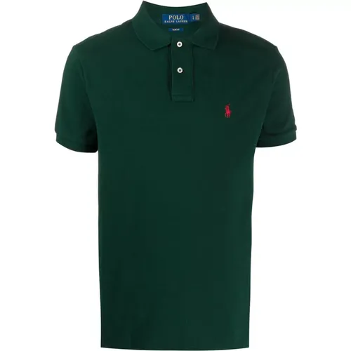 Waldgrünes Baumwoll-Poloshirt , Herren, Größe: M - Polo Ralph Lauren - Modalova