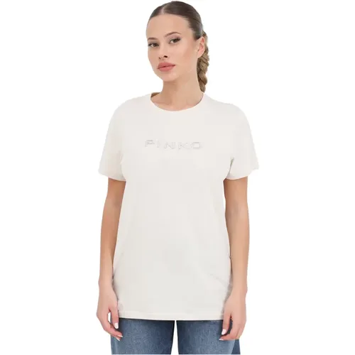 Logo Embroidered Women T-shirt , female, Sizes: M, S - pinko - Modalova