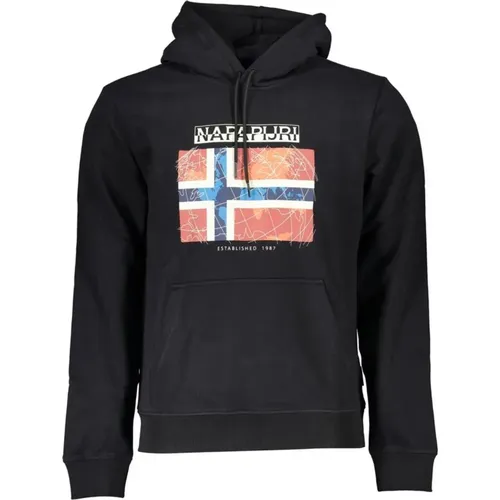 Hoodies, male, , Size: L Cotton Hooded Sweatshirt with Logo Print - Napapijri - Modalova