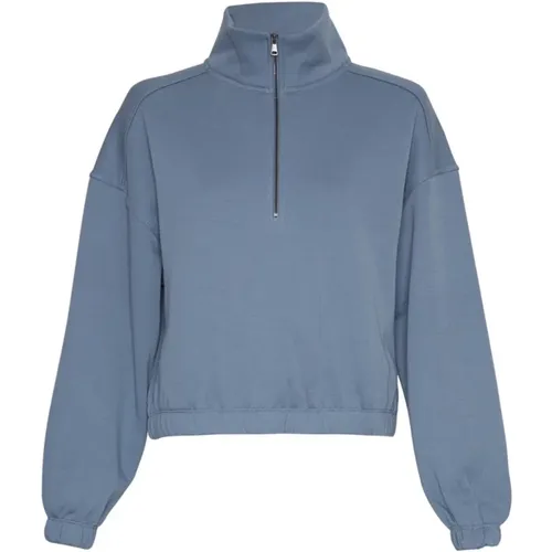 Hellblaue Halb-Zip Ethella Pullover - moss copenhagen - Modalova