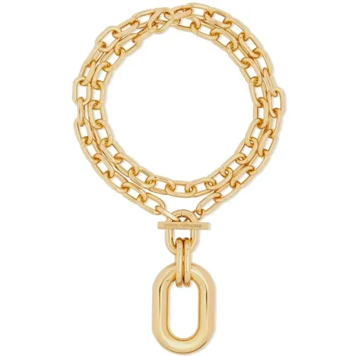 Necklaces, female, , Size: ONE SIZE Gold Link Pendant Necklace - Paco Rabanne - Modalova