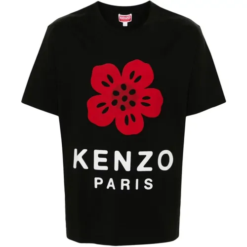 Schwarze Blumenmotiv T-shirts , Herren, Größe: XL - Kenzo - Modalova