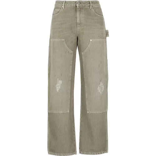 Straight Trousers, male, , Size: L Cotton Trousers with Distressed Details - Golden Goose - Modalova