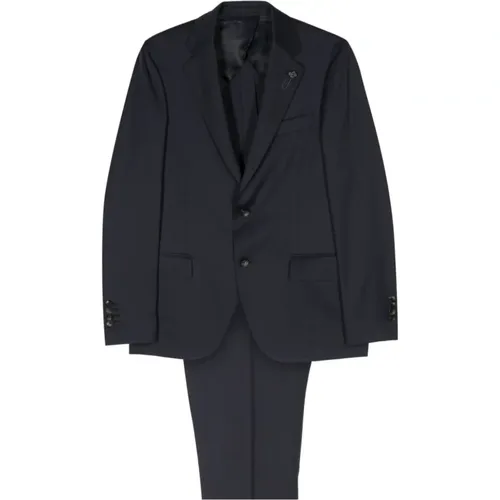 Single Breasted Suits, male, , Size: 2XL Navy Wool Suit Classic Style - Lardini - Modalova