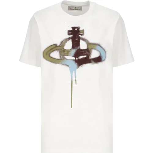 Weiße Spray Orb Print T-Shirt für Frauen , Damen, Größe: 2XS - Vivienne Westwood - Modalova