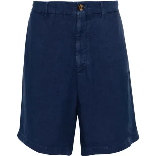 Navy Linen Bermuda Shorts , male, Sizes: 2XL, L - BRUNELLO CUCINELLI - Modalova