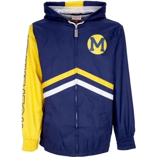 Light Jackets, male, , Size: L Michigan Wolverines Windbreaker Jacket - Mitchell & Ness - Modalova