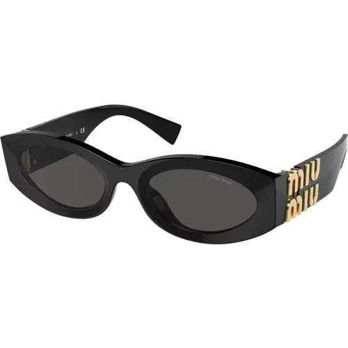 Schwarze/Dunkelgraue Sonnenbrille,/Dark Grey Sunglasses - Miu Miu - Modalova