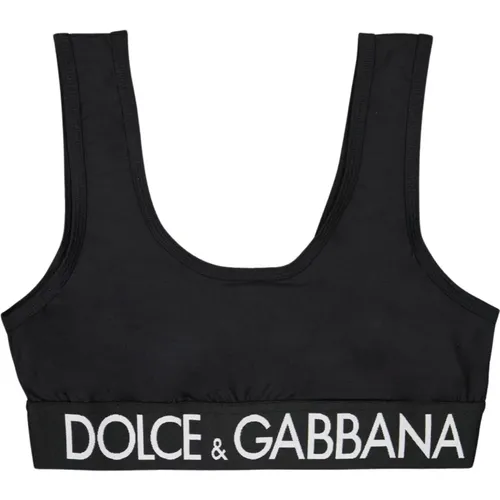 Logo Bralette , Damen, Größe: XS - Dolce & Gabbana - Modalova