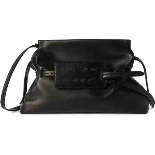 Schwarze Handtasche mit Signatur-Reißverschluss,Zip Tie Pouch Tasche - Off White - Modalova