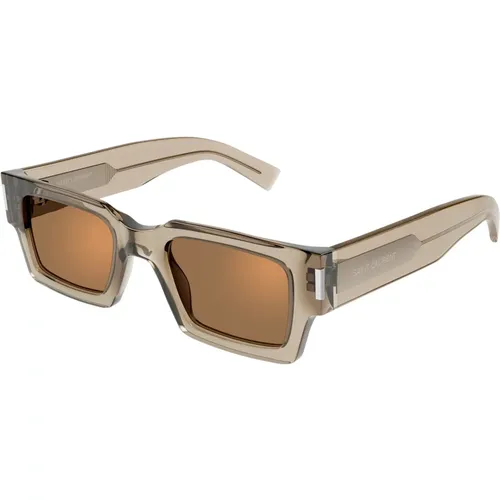 Gelb/Braune Sonnenbrille SL 572 , Damen, Größe: 50 MM - Saint Laurent - Modalova