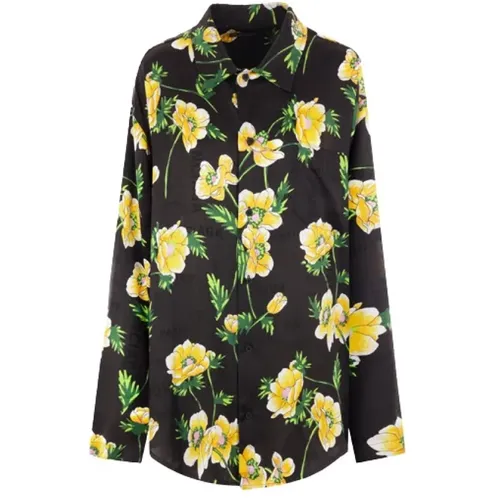 Oversized Seiden Jacquard Hemd mit Blumenmuster - Balenciaga - Modalova