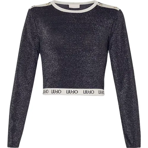 Schwarzer Pullover mit Lurex-Details - Liu Jo - Modalova
