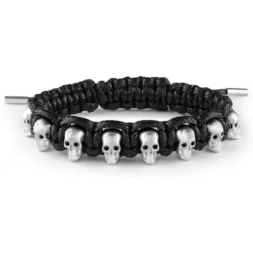 Bracelets, male, , Size: ONE SIZE Men's Textile Stainless Steel 3D Skull Bracelet - Philipp Plein - Modalova