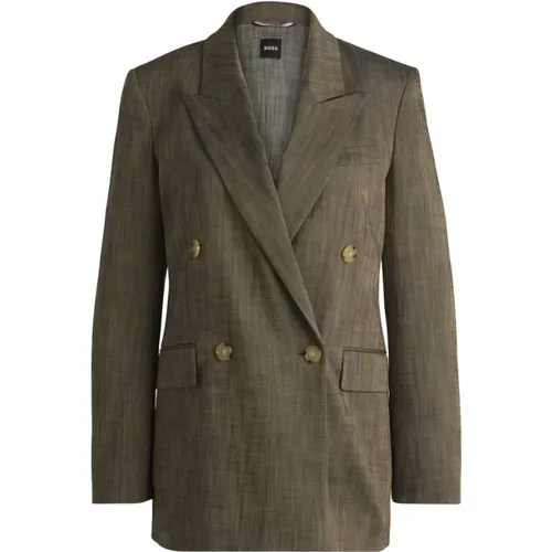 Grüner Melange Sharkskin Tailor Fit Blazer - Hugo Boss - Modalova