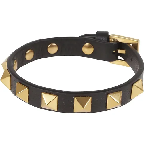 Bracelets, male, , Size: ONE SIZE Leather Studded Bracelet (8x8mm) - Valentino Garavani - Modalova