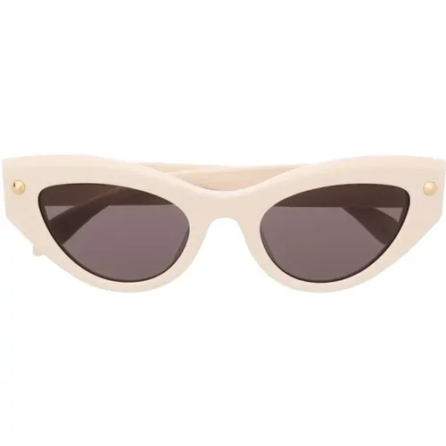 Weiße Cat-Eye Sonnenbrille,Cat-Eye Sonnenbrille mit Graviertem Logo - alexander mcqueen - Modalova