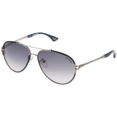 Silber Blau Verlauf Sonnenbrille,Silber/Graue Sonnenbrille mit Verspiegeltem Goldlinsen - Zadig & Voltaire - Modalova