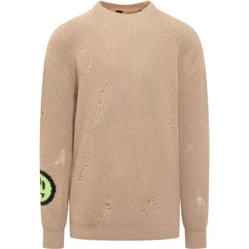 Round-neck Knitwear, male, , Size: XL Beige Crew Neck Knitwear Sweater - Barrow - Modalova