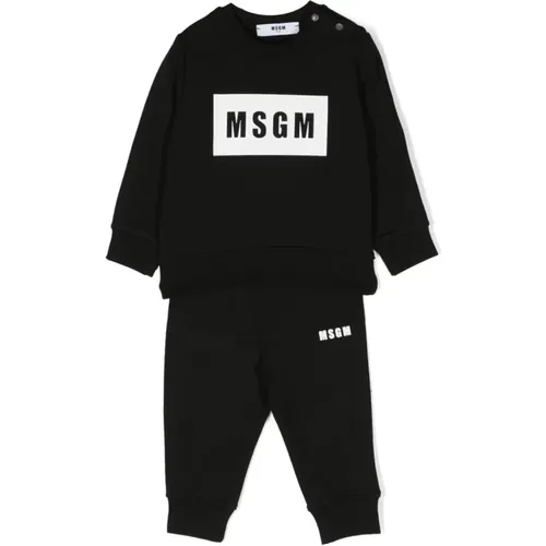 Schwarze Baumwoll-Sweatpants und Sweatshirt Baby Jungen Outfit - Msgm - Modalova
