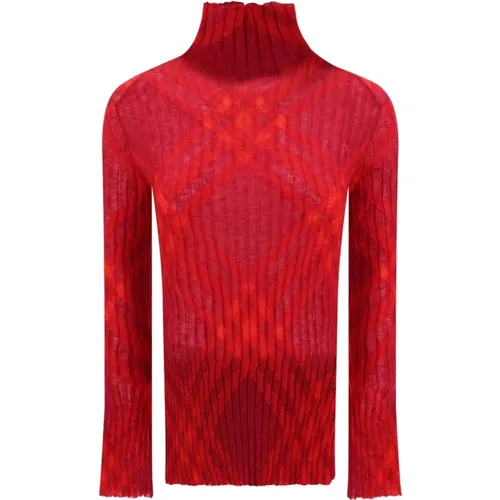 Wool Turtleneck with Ribbed Effect , female, Sizes: XS, M, S - Burberry - Modalova