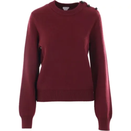 Bordeaux Wool Sweater with Knot Buttons , female, Sizes: L, M - Bottega Veneta - Modalova