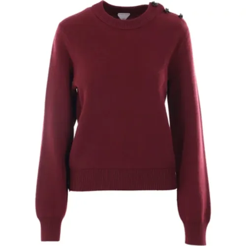 Bordeaux Wool Sweater with Knot Buttons , female, Sizes: L, M, S - Bottega Veneta - Modalova