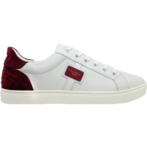 Leather Sneakers with Logo Detail , male, Sizes: 6 UK - Dolce & Gabbana - Modalova