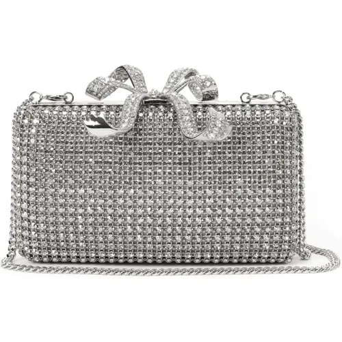 Clutches, female, , Size: ONE SIZE Rhinestone Clutch with Shoulder Strap - Self Portrait - Modalova