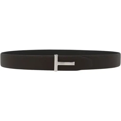 Belts, male, , Size: ONE SIZE Metal Buckle Leather Belt - Tom Ford - Modalova