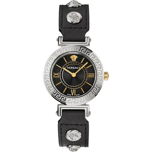 Tribute Schwarzes Leder Gold Uhr - Versace - Modalova