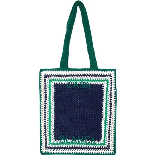 Tote Bags, unisex, , Size: ONE SIZE /Green Crochet Shopper Bag - Casablanca - Modalova