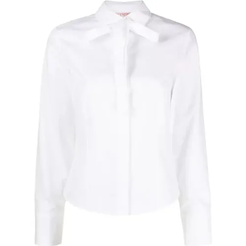 Pussy-bow cotton shirt , female, Sizes: XS, M - Valentino - Modalova