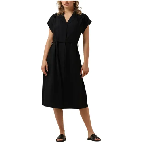 Schwarzes Midi-Kleid für Stilvolle Frauen , Damen, Größe: S - moss copenhagen - Modalova