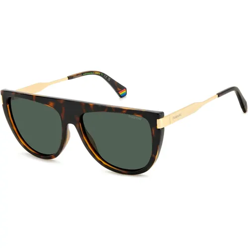 Sunglasses, female, , Size: 57 MM Dark Havana Green Sunglasses - Polaroid - Modalova