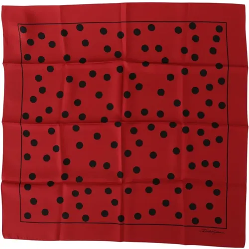 Red Polka Dots DG Print Square Handkerchief Scarf , male, Sizes: ONE SIZE - Dolce & Gabbana - Modalova