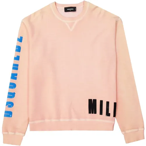 Coral Cotton Sweatshirt for Men , male, Sizes: S - Dsquared2 - Modalova