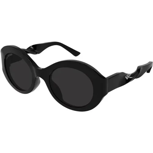 Schwarzer Rahmen Graue Linse Sonnenbrille , Damen, Größe: 53 MM - Balenciaga - Modalova