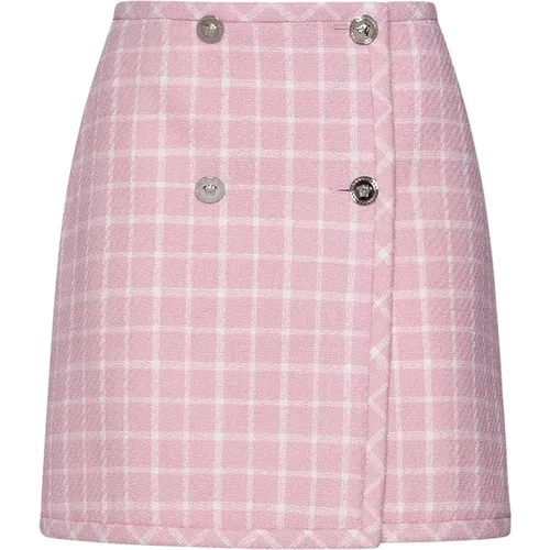Check Pattern High-Waisted Skirt , female, Sizes: XS, S - Versace - Modalova