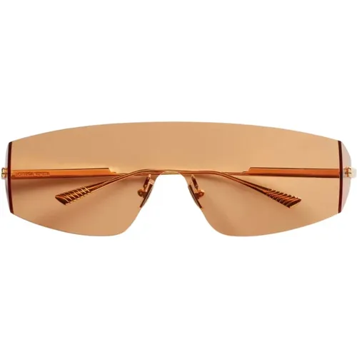 Goldene und Orangefarbene Sonnenbrille für Frauen , Damen, Größe: ONE Size - Bottega Veneta - Modalova