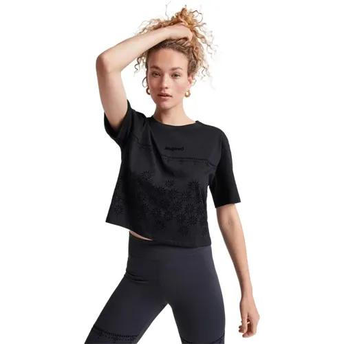 Schwarzes einfarbiges Baumwoll-T-Shirt für Frauen - Desigual - Modalova