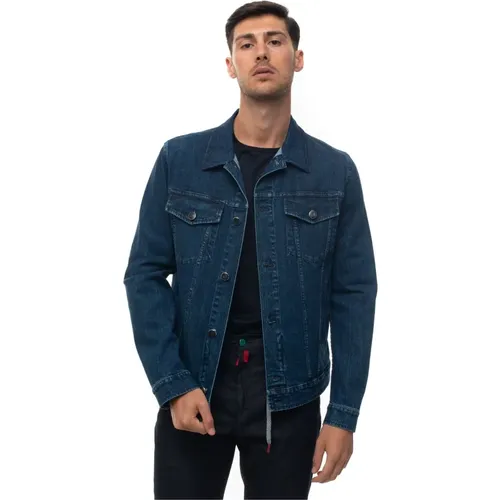 Denim Jackets, male, , Size: L Denim Harrington Jacket - Kiton - Modalova