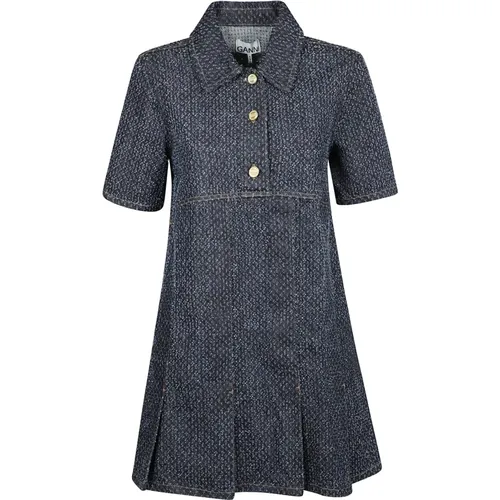 Denim Mini Kleid mit Fluffy Stil , Damen, Größe: M - Ganni - Modalova