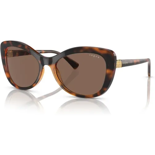 Dark Havana Sunglasses,Transparent Grey/Brown Shaded Sunglasses - Vogue - Modalova
