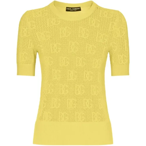 Monogram Jacquard Sweater , female, Sizes: XS, S - Dolce & Gabbana - Modalova